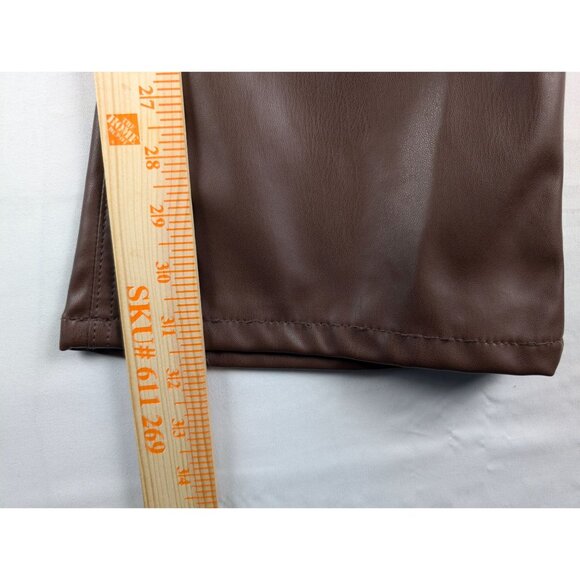 Forever 21 Pants Womens Large Brown Faux Leather Flared Trouser - Picture 5 of 9